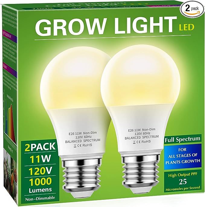 Grow Light Bulbs, Briignite LED Grow Light Bulb A19 Bulb, Full Spectrum Grow Light Bulb, Plant Li... | Amazon (US)