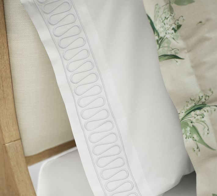 Monique Lhuillier Margaux Embroidered Organic Percale Pillowcases - Set of 2 | Pottery Barn (US)
