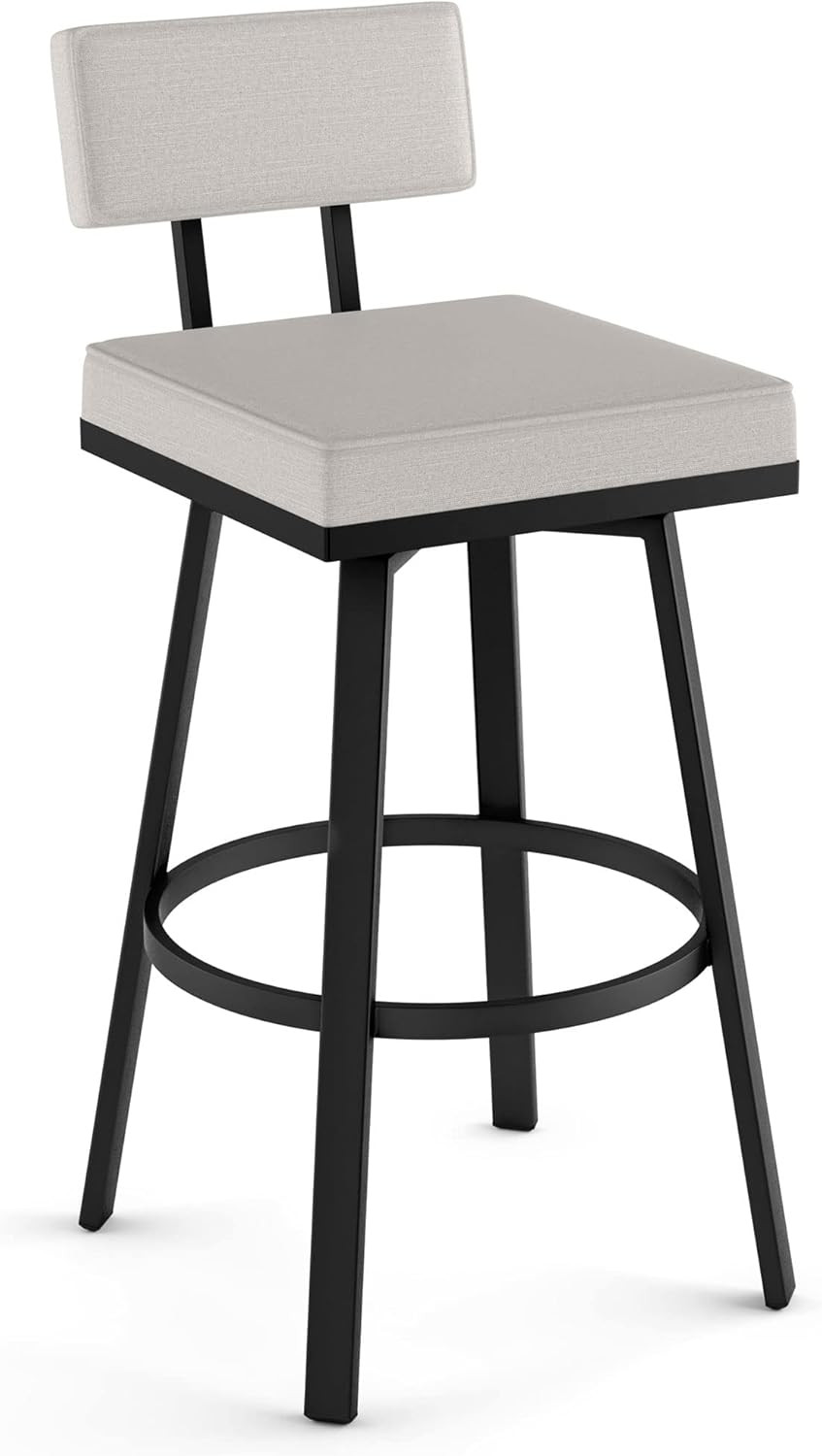 Amisco Staten 26 in. Swivel Counter Stool - Light Grey Polyester/Black Metal | Amazon (US)