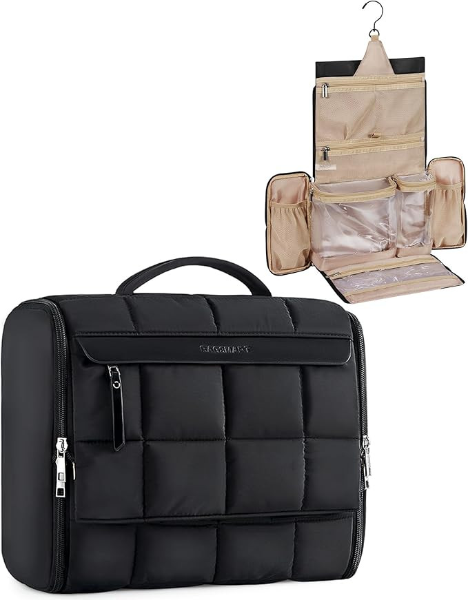 BAGSMART Travel Toiletry Bag, Extra Large Full-open Hanging Toiletry Bag for Women, Puffy Cosmeti... | Amazon (US)