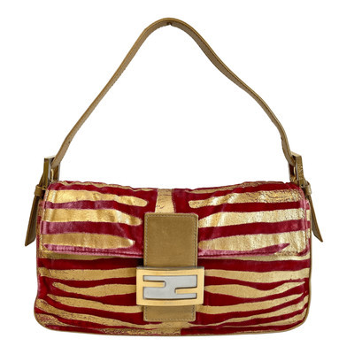 FENDI Baguette Red Tiger Gold Zebra Pattern Leather / Velvet Shoulder Bag  | eBay | eBay UK