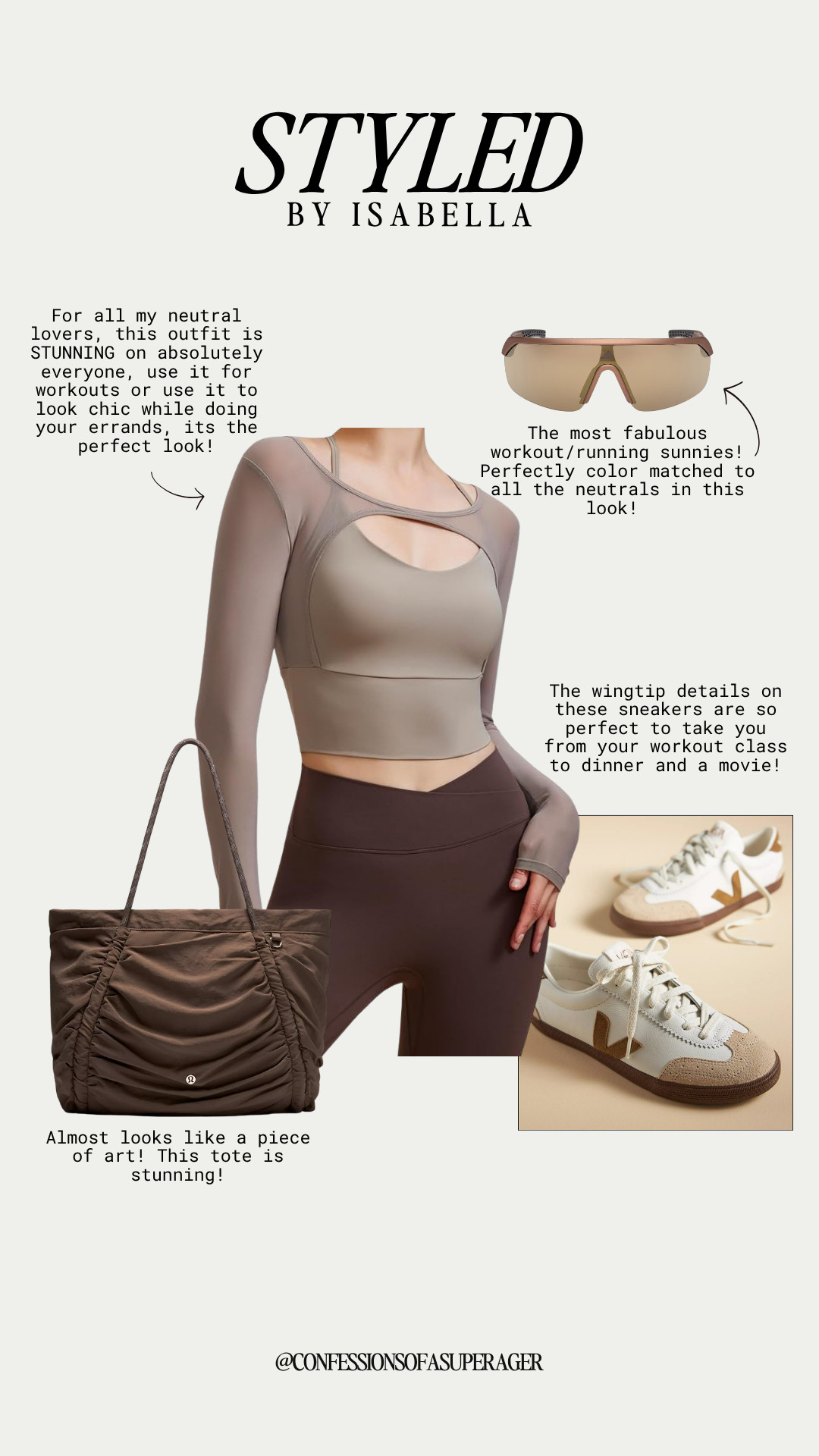 Neutral activewear is always in style 🤎 This chic athleisure outfit pairs buttery-soft workout leggings, a sculpting long sleeve top, a roomy Lululemon-style tote, trendy neutral sneakers, and sporty sunglasses for the ultimate gym-to-brunch, errands, and everyday look. These versatile activewear essentials are must-haves for effortless style—shop my favorites before they sell out! #AthleisureStyle #WorkoutOutfit #Activewear #GymStyle #NeutralStyle #LululemonStyle #EverydayStyle #CasualChic #FitnessFashion #SneakerStyle #GymToBrunch #NeutralOutfit #FallFashion #FashionFinds #LTKStyle #LTKFashion #NordstromFinds #CapsuleWardrobe #ConfessionsOfASuperAger

#LTKActive #LTKSeasonal #LTKActive #LTKU