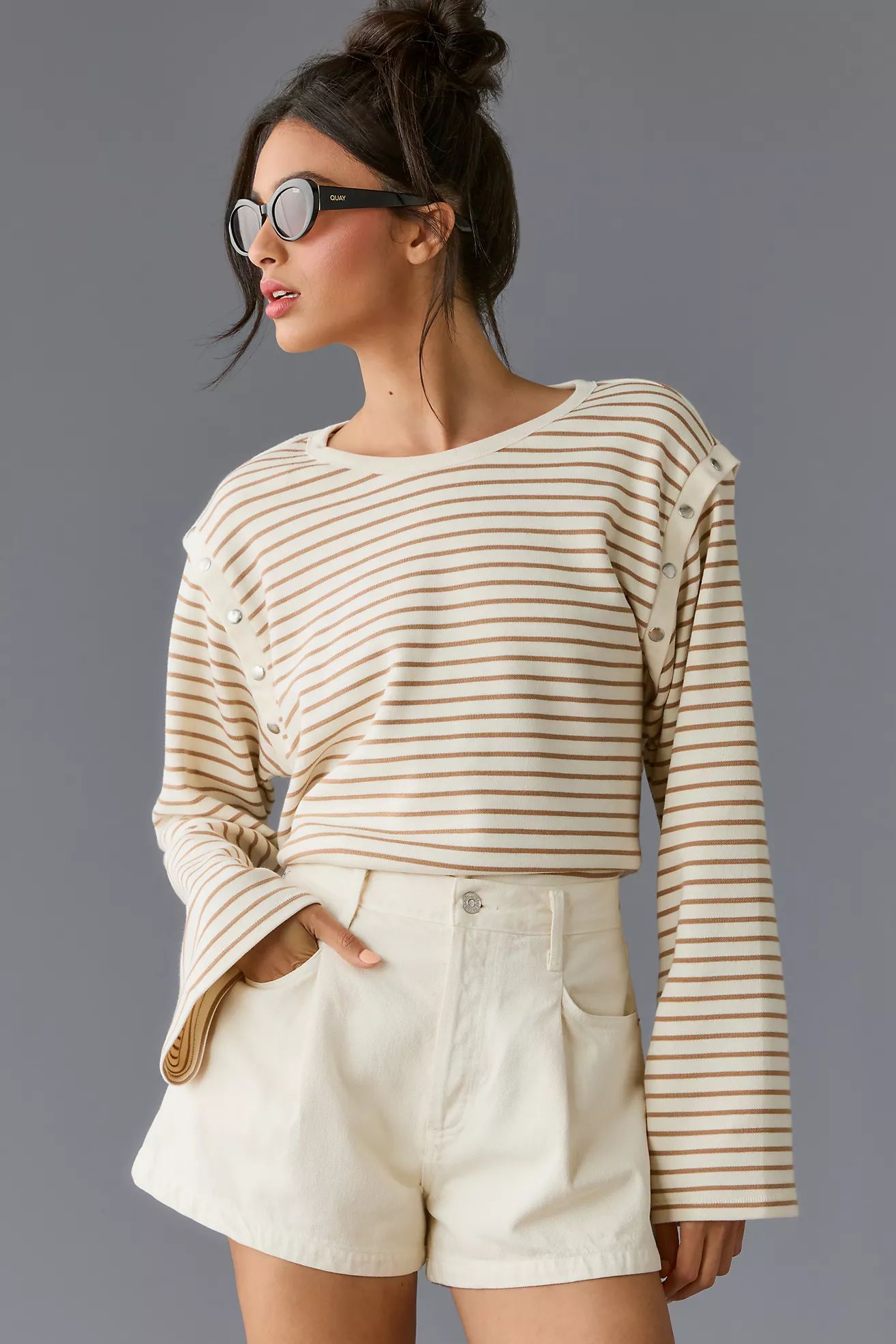 Maeve Slouchy Striped Long-Sleeve Tee | Anthropologie (US)