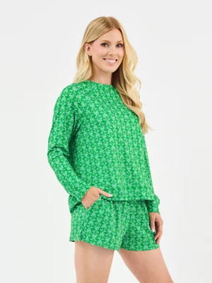 Women's Annie Shorts Set | Palm Damask Green | Mary Square