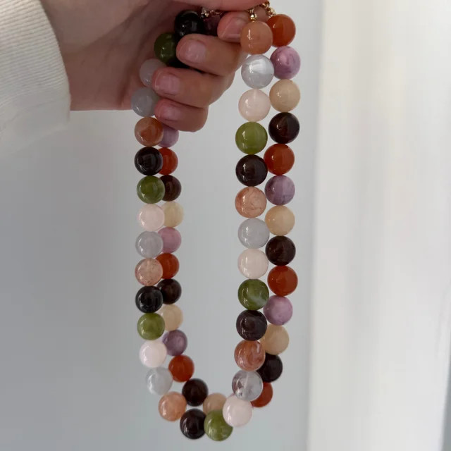 Mini Jane Beaded Necklace - Brown Multi | BaubleBar