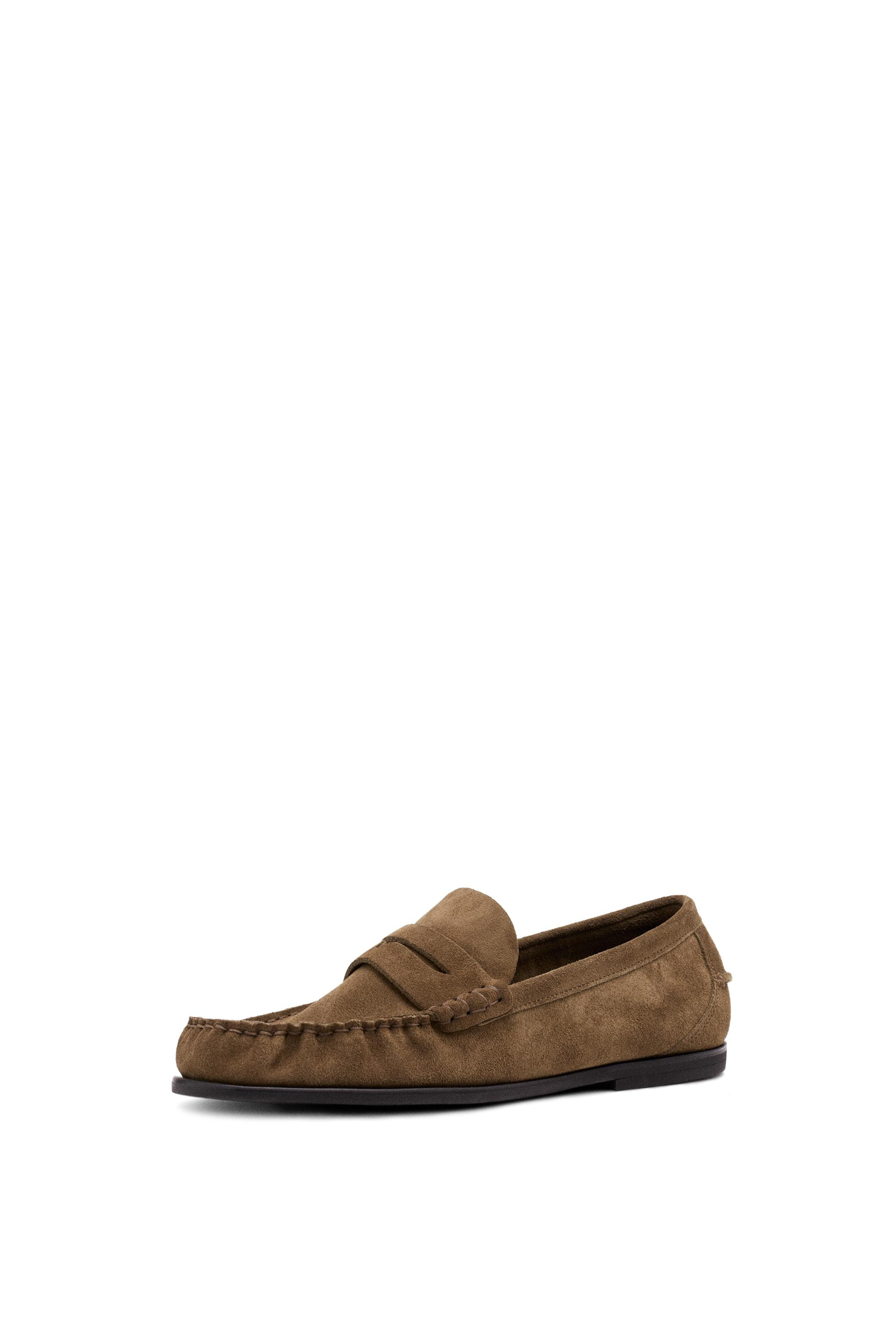 Soft leather penny loafers - OCHRE | Massimo Dutti UK