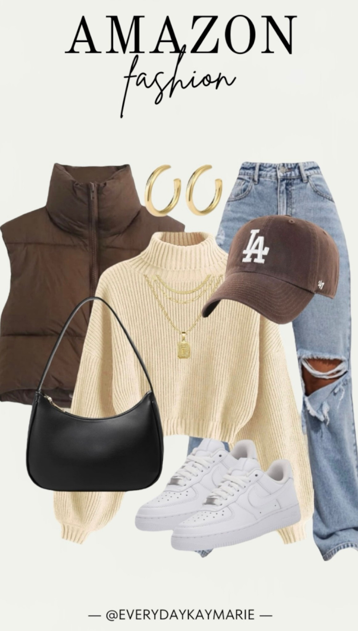 Casual fall outfit idea - affordable shopping 

Brown puffer vest, beige pullover cropped sweater, denim jeans, gold jewelry, sneakers, ball cap, handbag 



#LTKSeasonal #LTKFindsUnder100 #LTKStyleTip