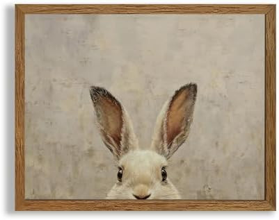 AVECCO Framed Vintage Funny Bunny Easter Wall Art, Cute Farmhouse Aesthetic Wall Decor, Easter Ra... | Amazon (US)