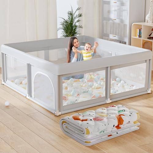 Hiaksedt Baby Playpen with Mat Small Playpen for Babies and Toddlers 50 x 50 inch Baby Fence Playards | Amazon (US)