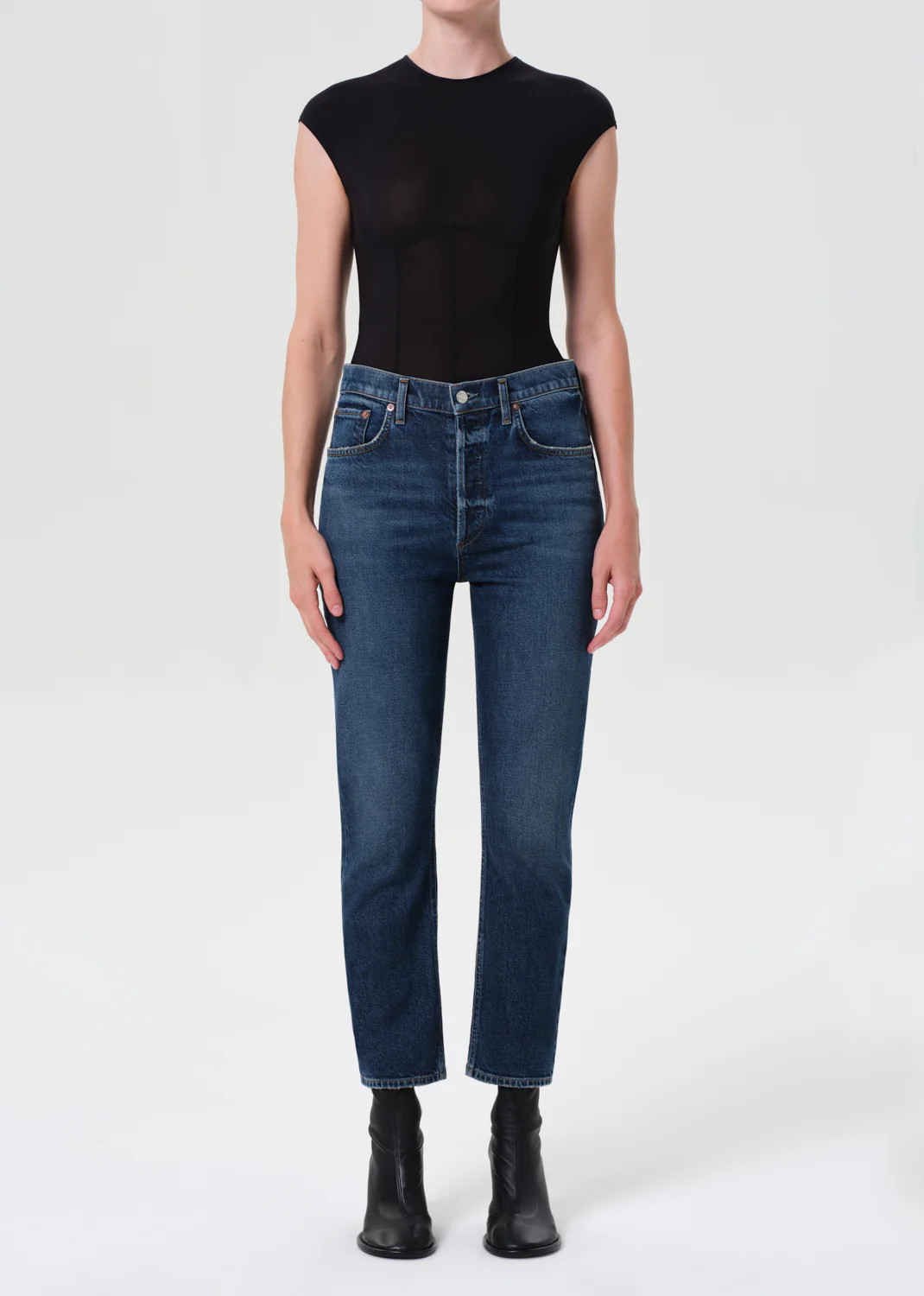 Riley Crop High Rise Straight in Slick | AGOLDE