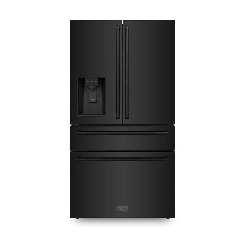 ZLINE 36" French Door Refrigerator w/ Water and Ice Dispenser in Black Stainless Steel | Wayfair North America