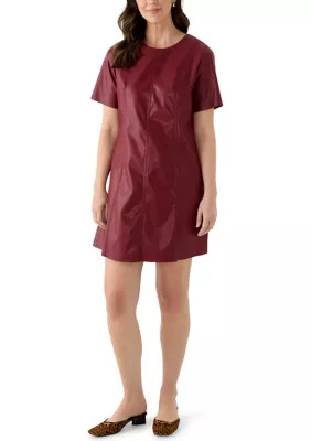 Women's Faux Leather A-Line Dress | Belk