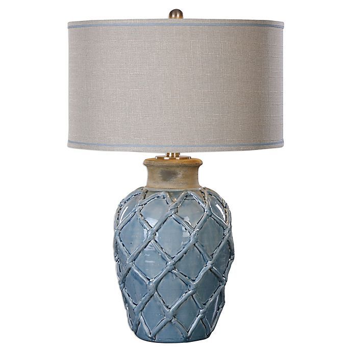 Uttermost Parterre 1-Light Hammock Weave Table Lamp in Pale Blue with Linen Shade | Bed Bath & Be... | Bed Bath & Beyond