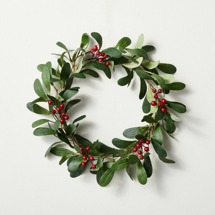 12.5&#34; Mini Faux Mistletoe Plant Wreath with Red Berries - Hearth &#38; Hand&#8482; with Magno... | Target