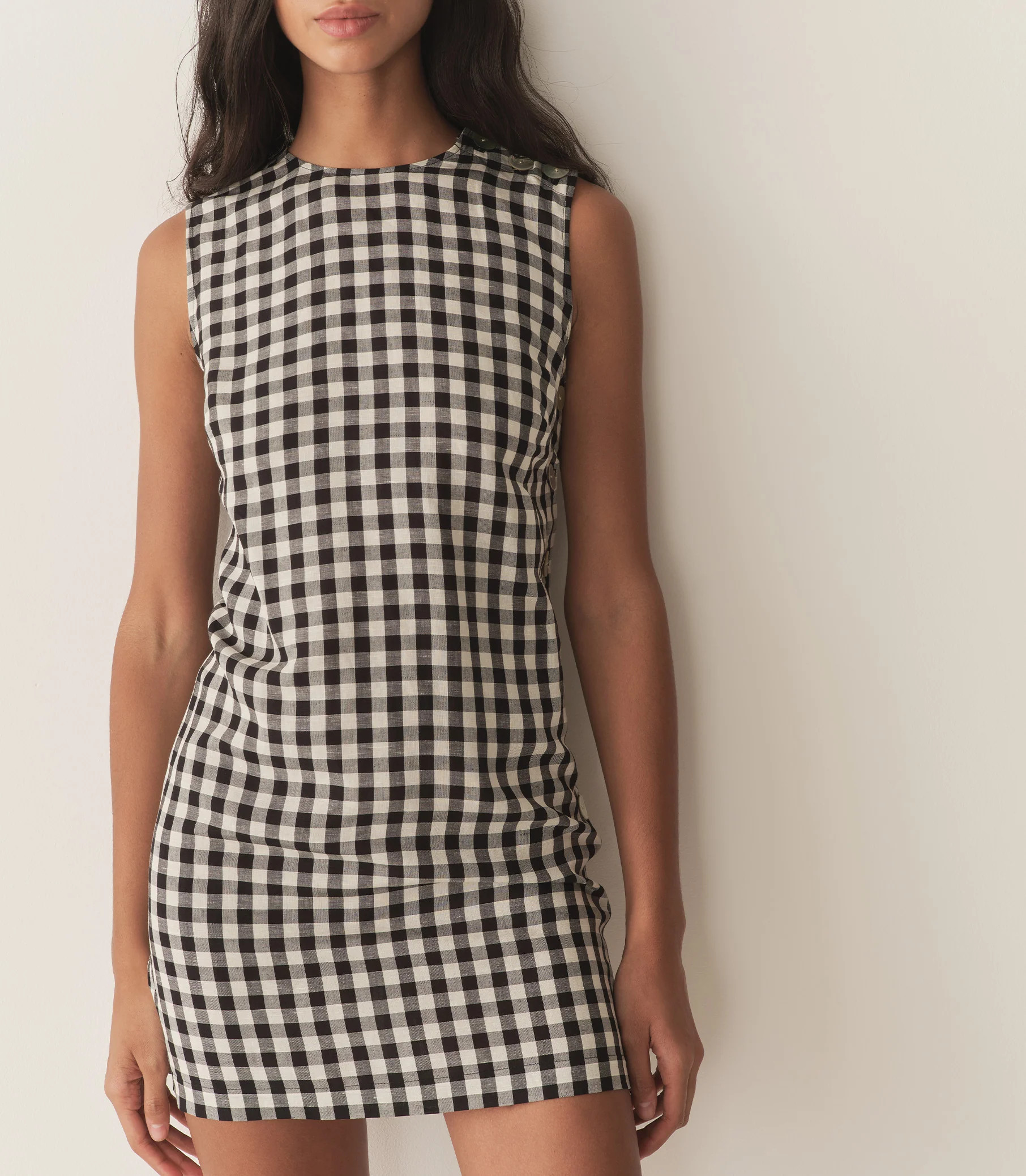 Coralie Dress - Black Marilyn Gingham | DÔEN | DOEN