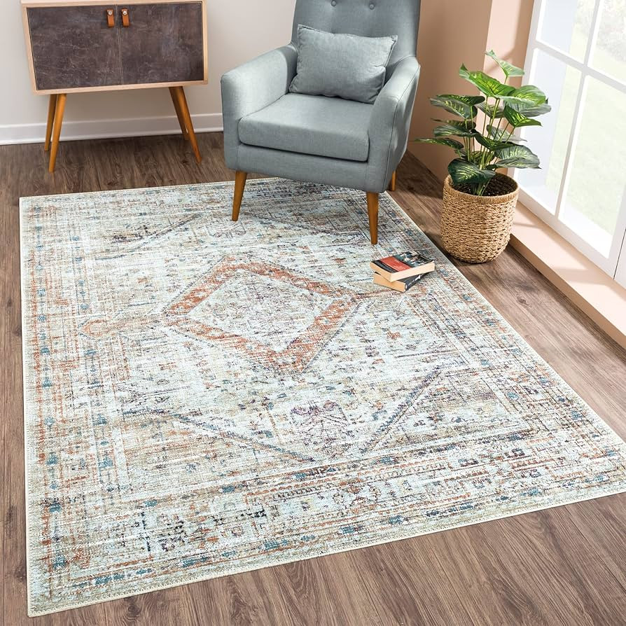 Bloom Rugs Washable Non-Slip 3' x 5' Rug - Peach/Beige Traditional Area Rug for Living Room, Bedr... | Amazon (US)