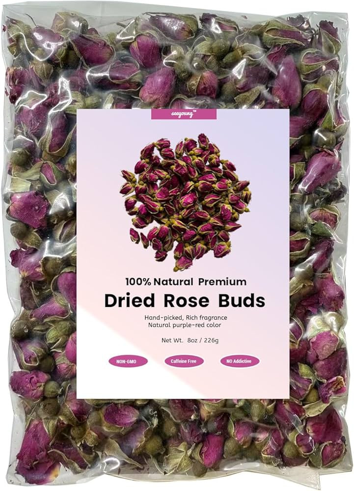 8 oz/226 g-Dried Rose Petals & Dried Rose Buds - Natural & Edible Grade | For use in herbal teas,... | Amazon (US)