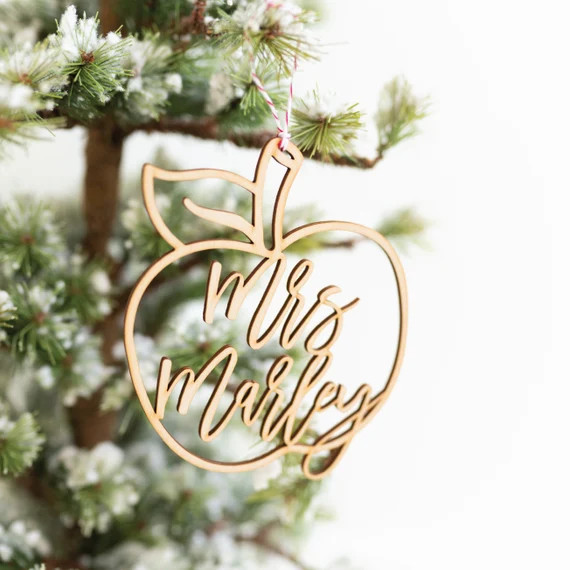 Teacher's Gift, Teacher Christmas Gift, Apple Ornament, Gift for Teacher, Personalized Ornament, ... | Etsy (US)