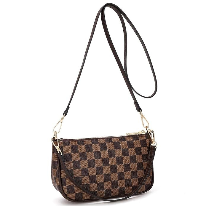 Small Checkered Crossbody Bag for Women Luxury Handbags Designer Moon Shape Top Handle Bag with T... | Amazon (US)