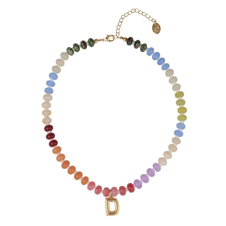 Time and Tru Goldtone Multicolored Bead Initial "D" Necklace | Walmart (US)