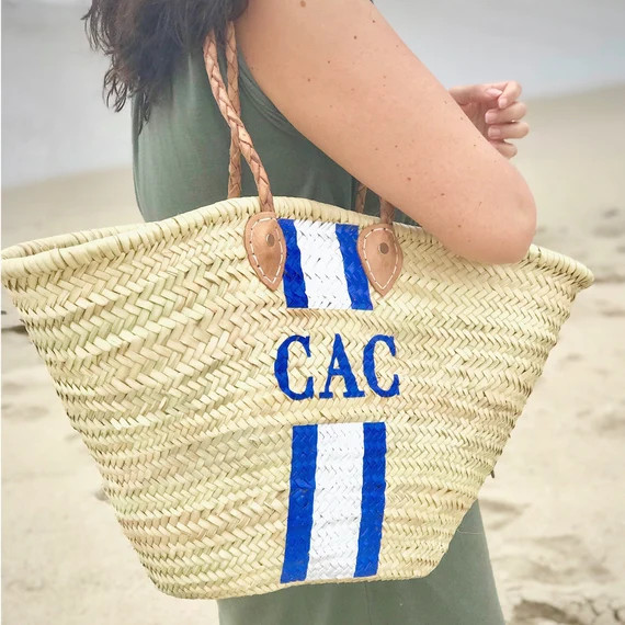 PERSONALIZED Market Basket Monogrammed Straw Beach Bag | Etsy | Etsy (US)
