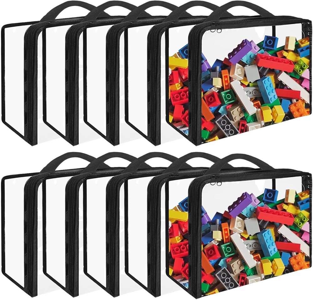 10 Pack Extra Large Toy Storage Bags PVC Organizing Bags with Zippered, Toy Storage Organizer wit... | Amazon (US)