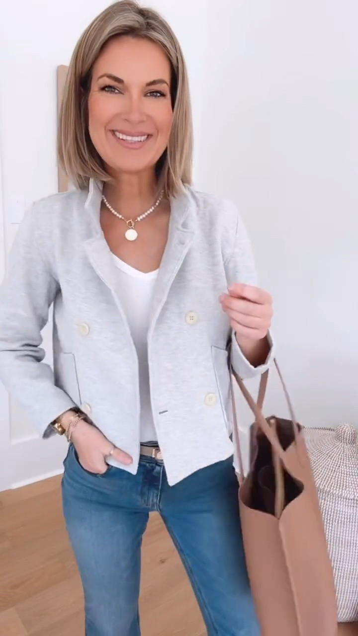 Look for less sweatshirt blazer back in stock! Wearing size small.

#LTKmomlife #LTKOver40 #LTKWorkwear