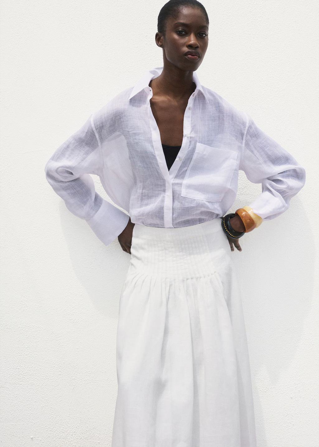 Ramie pleated skirt - Women | MANGO USA | Mango (US/MX/AU)