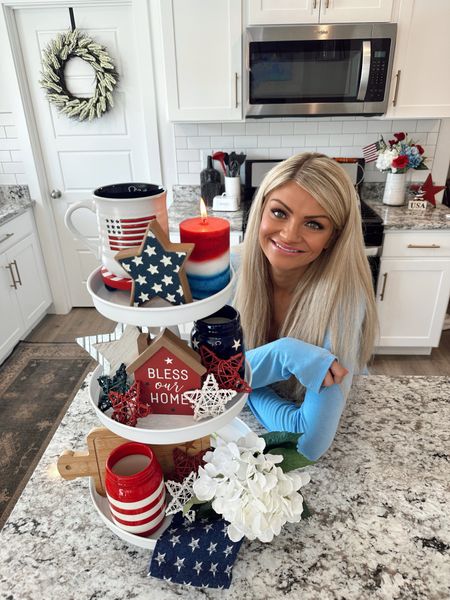 Patriotic Tiered Tray - home decor for Memorial Day or 4th of July! I have some things linked from Amazon, and a few other places!

#LTKSeasonal #LTKunder50 #LTKhome