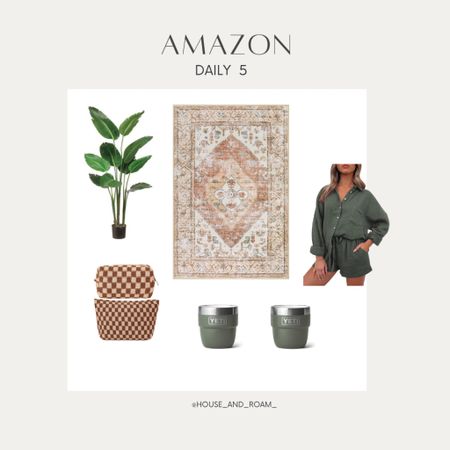 Eyeing some fabulous finds on Amazon this week! This faux plant and rug are on sale, perfect for sprucing up your space. And how about this loungewear shirt set? Comfy vibes all day! #AmazonFinds #SaleAlert #HomeDecor #Loungewear #yetti 

#LTKfindsunder50 #LTKSpringSale #LTKhome