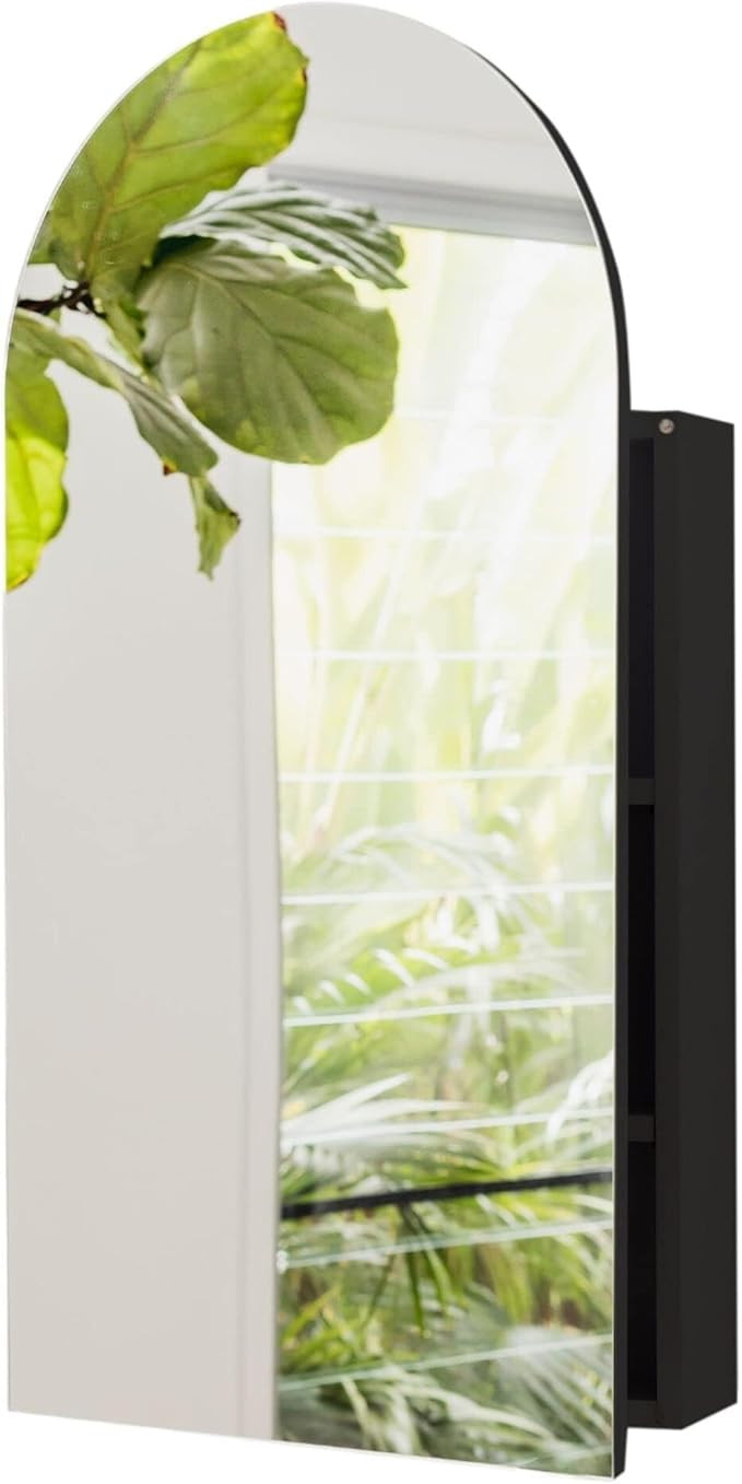 Arched Black Medicine Cabinet With Mirror, Recessed Or Surface Mount Medicine Cabinet - 17" x 32"... | Amazon (US)