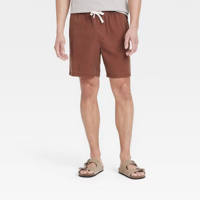 Men's Vintage 7" Elevated Washed Pull-On Shorts - Goodfellow & Co™ Brown XS: Midweight Twill, Elastic Waistband | Target