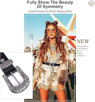 JASGOOD Women Leather Belts Ladies Vintage Western Design Black Waist Belt for Pants Jeans Dresse... | Amazon (US)