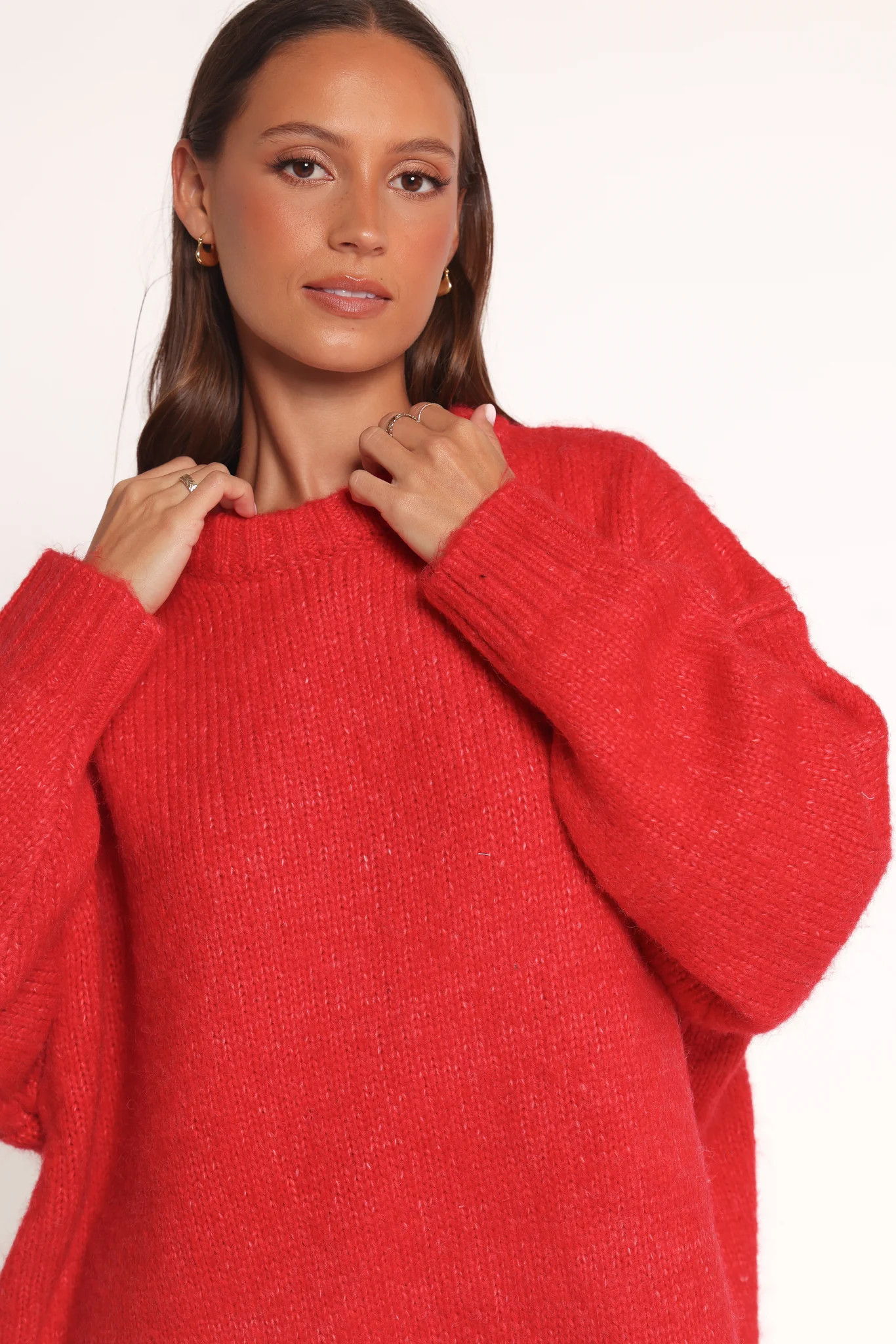 Lloyd Oversized Crew Knit Sweater - Red | Petal & Pup (US)