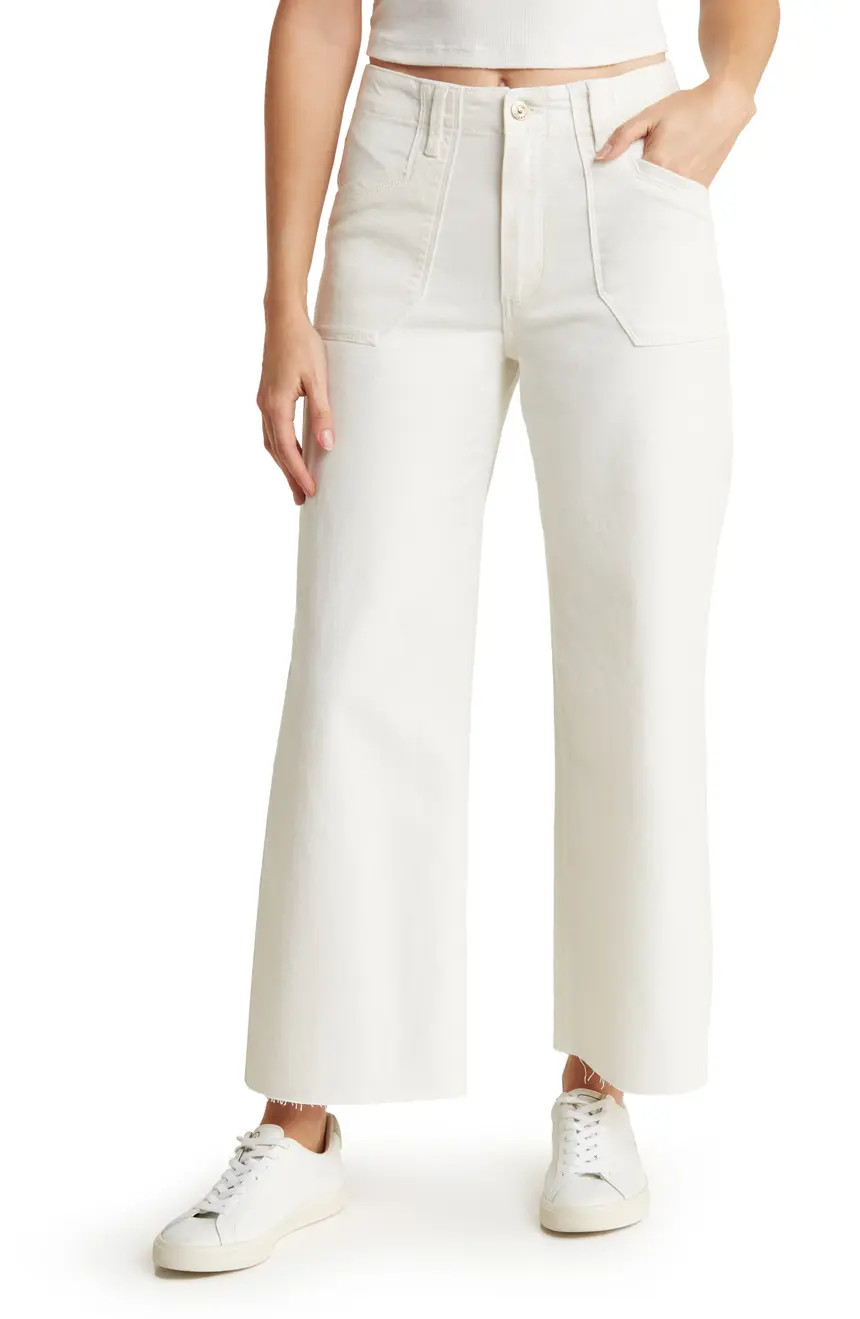 Anessa Raw Hem High Waist Crop Wide Leg Utility Jeans | Nordstrom