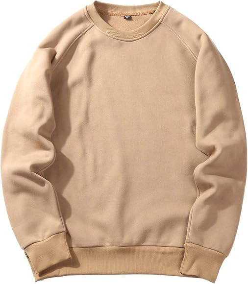 Haellun Men's Casual Long Sleeve Fleece Lined Crewneck Sweatshirt Pullover Tops | Amazon (US)