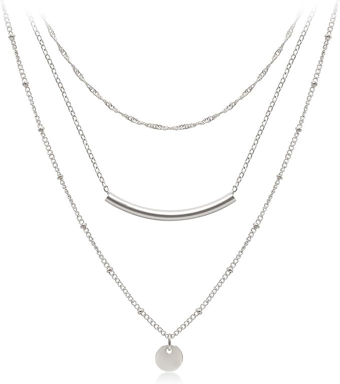 Aisansty Dainty Layered Choker Necklaces Handmade Coin Tube Star Pearl Pendant Multilayer Adjusta... | Amazon (US)