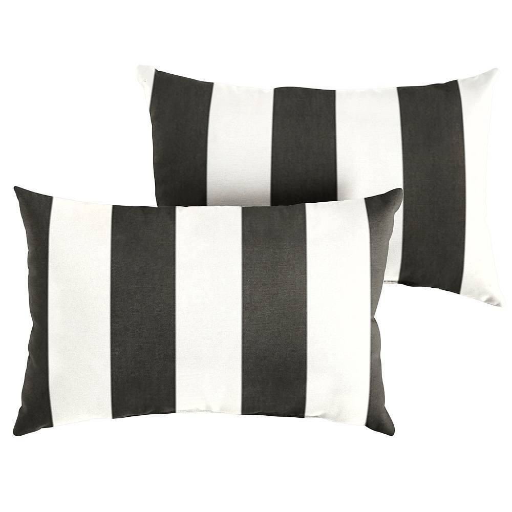 Sunbrella 2pk Cabana Classic Lumbar Outdoor Throw Pillows Black/White | Target