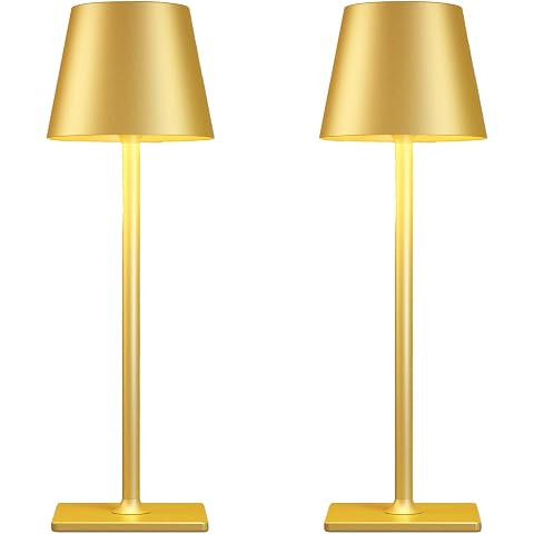 Gold Cordless Rechargeable Table Lamp, 2 Pack Portable Desk Lamp with 5000mAh Battery, Touch Cont... | Amazon (US)