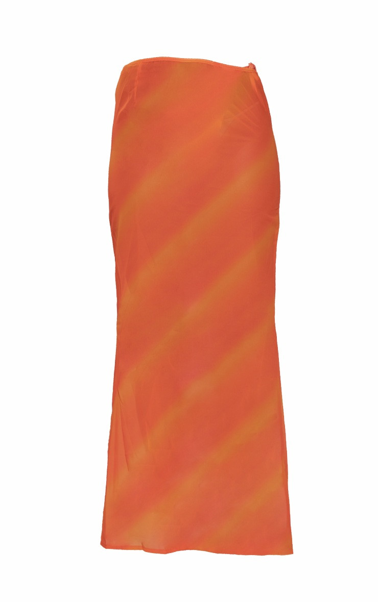 Orange Ombre Print Fishtail Maxi Skirt | PrettyLittleThing UK