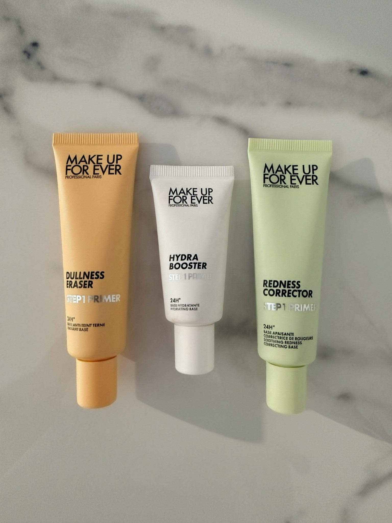2 new color corrector makeup primers from the @makeupforever-us friends & family sale (and one I already had). The orange tube is a dullness eraser that helps blur out darker areas like under eye circles and uneven spots. Middle white tube is a hydro booster that hydrates and has a luminous finish. Last, the green is a redness corrector, self explanatory. All the help to keep my skin even toned :)

Check out the full line of color correcting primers from Make Up For Ever in the exact match link below, to even your skin tone before applying makeup.

#LTKselfcare #LTKBeauty #LTKSaleAlert
