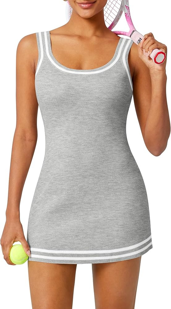 TQD Tennis Dress for Women Athletic Striped Knitted Sweater Tank Mini Active Casual Club Golf Dre... | Amazon (US)