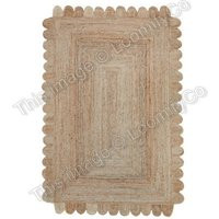 Scallop Jute Rug Plain Solid Scalloped Hand Made Rug, Bohemian Decor Inspire Braided Handmade Boho J | Etsy (US)