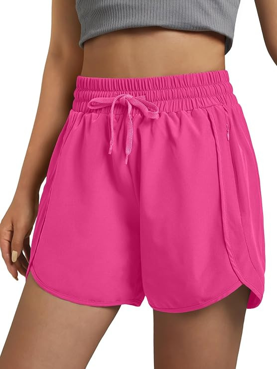 Women's 5" Athletic Running Shorts Lightweight Quick Dry Gym Workout Shorts with Zipper Pockets U... | Amazon (US)