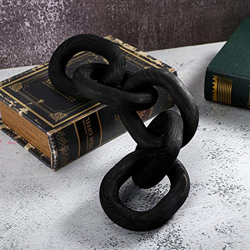 Queekay Decorative Wood Chain Link Decor Rustic 5 Link Wooden Chain Decor Ornament Farmhouse Home Decoration Hand Carved Wooden Crafts Ornaments for Coffee Table(Black,13.78 Inch) | Amazon (US)