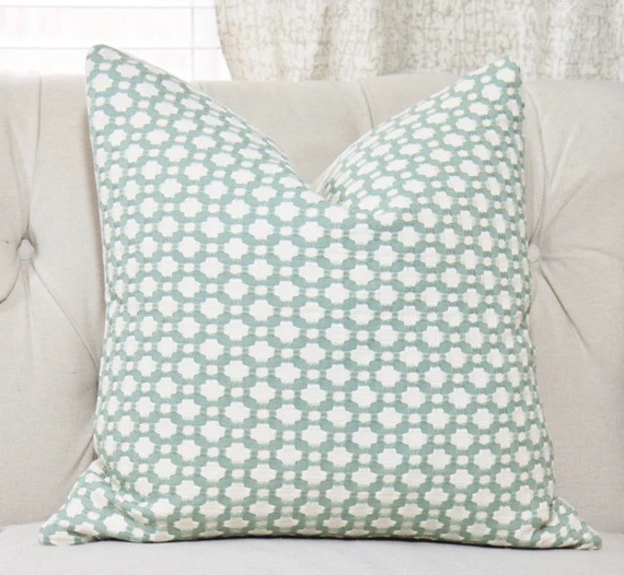 Schumacher Betwixt Pillow Cover - Water Ivory - Designer Pillow - Sea Glass Pillow - Sea Foam Gre... | Etsy (US)