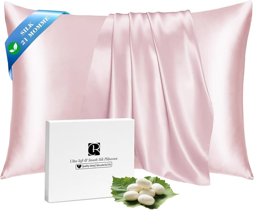 Ravmix Silk Pillow Cases with Zipper, 21momme Mulberry Silk Pillowcase for Hair Skin Health, Soft... | Amazon (US)