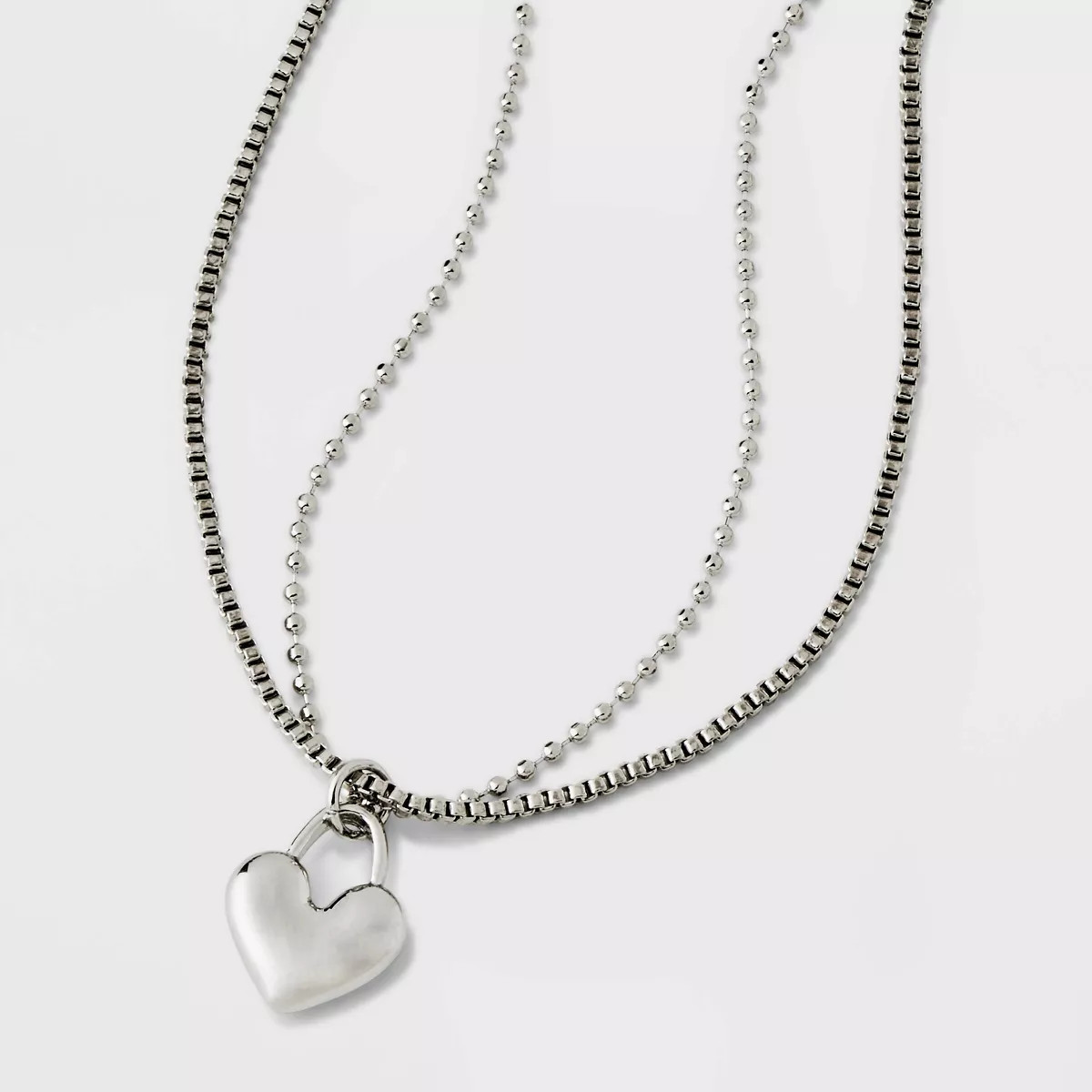 Heart Charm with Chain Necklace - Universal Thread™ Silver | Target