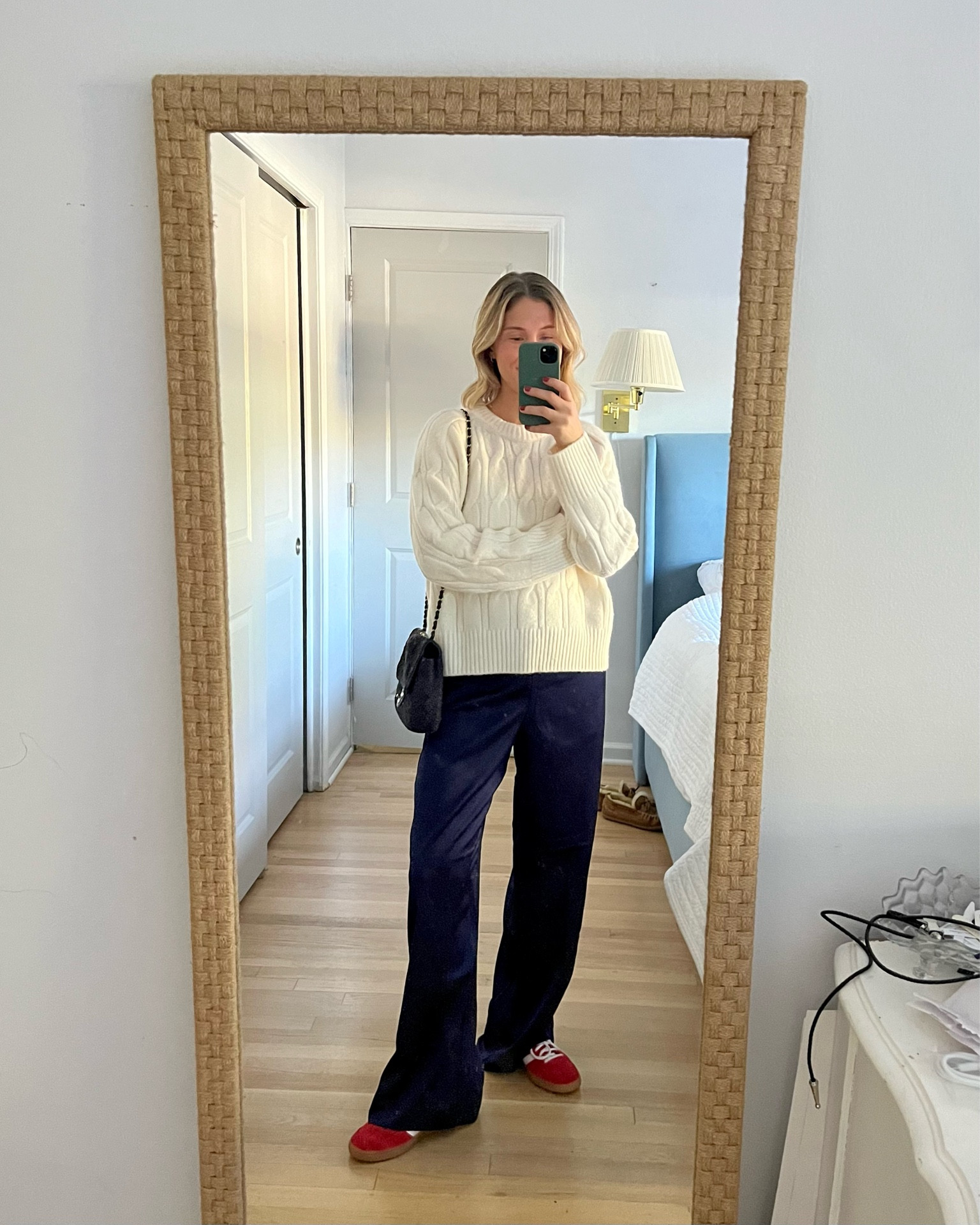 Fall outfit on a budget! 

Returned a pair of $180 silk pants because these $30 Target ones are SO GOOD! And even have pockets! They come in multiple colors, these are a true navy. There is a red that will be *perfect* for holiday!

Sweater comes in multiple colors as well! Great fit, super soft, and fantastic price point. 

Spezials are a Sporty and Rich collab that I think is being restocked! The charm can be removed FYI. Also linked other colorways though. I think these are my favorite Adidas style! 

#LTKHoliday #LTKSeasonal