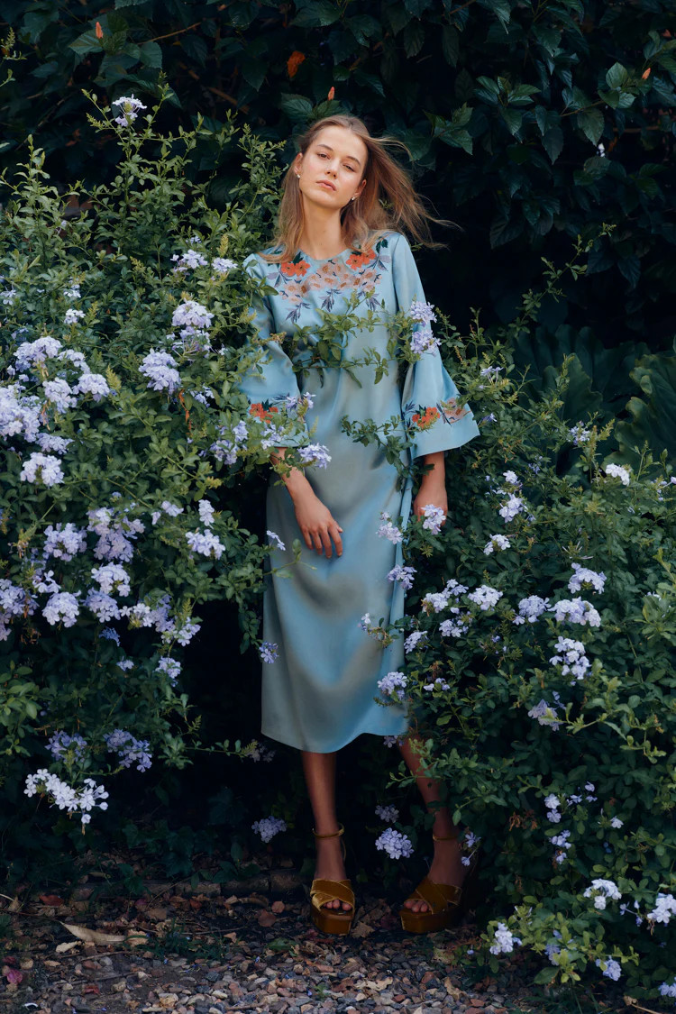 Cameo Blossom Embroidered Duchess Satin Jamie Dress | Tuckernuck (US)